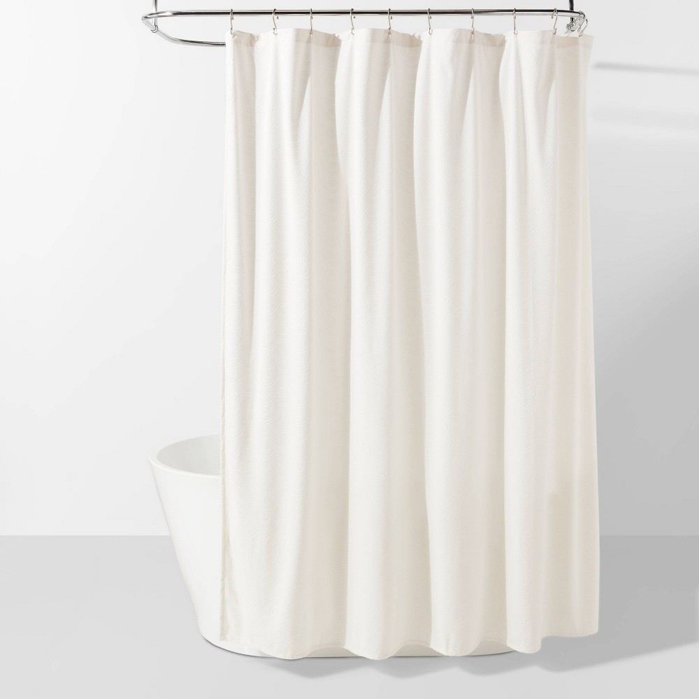 Velvet Scallop Burnout Glam Shower Curtain Ivory - Threshold