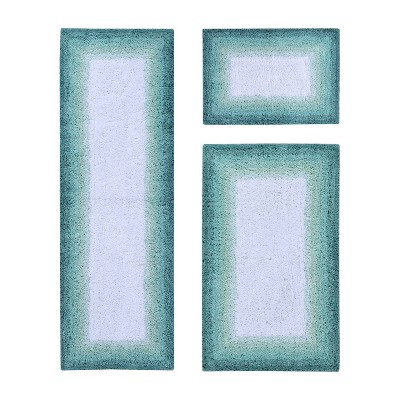 Torrent Collection 3 Piece 100% Soft Cotton Tufted Weave Bath Rug Set, Ombre Pattern, Super Soft & Absorbent, Machine Washable Bathroom Mats