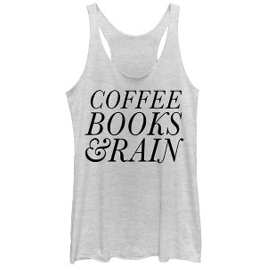 Women's CHIN UP Coffee Books and Rain Racerback Tank Top - 1 of 3