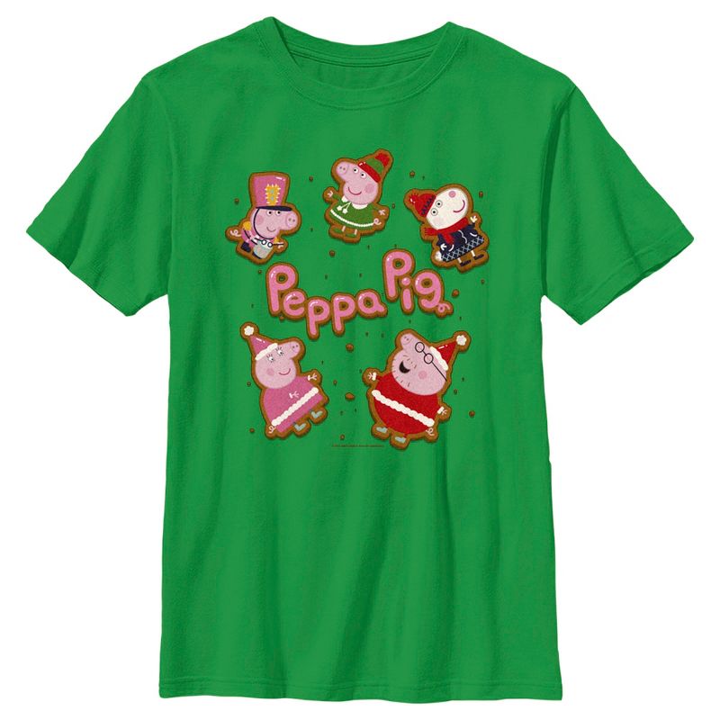 Boy's Peppa Pig Christmas Gingerbread Cookie Characters T-Shirt, 1 of 5