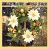 24" Christmas Wreath for Front Door, Prelit Christmas Wreath with Lights, Red Gold Ball Ornaments, Pine Cones &Bow for Fireplace Home Holiday Decor - 4 of 4