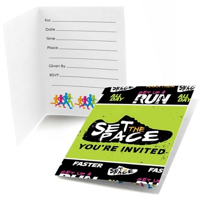 Big Dot of Happiness Set the Pace - Running - Fill-in Track, Cross Country or Marathon Party Invitations (8 Count)