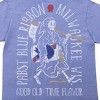 Pabst Blue Ribbon Skeleton With Beer Can & Flag Adult Periwinkle Crew Neck Short Sleeve T-shirt - 3 of 4