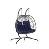 JUJABU Double Outdoor Rattan Hanging Chair with Cushions, Suitable for Balcony, Terrace and Garden Leisure - 2 of 4