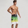 Anna-Kaci Swim Men's Ombre Stripe Swim Trunks with Drawstring Waistband and Quick-Dry Lightweight Fabric for Comfortable Wear - 3 of 4