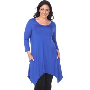 Women's Plus Size 3/4 Sleeve Makayla Tunic Top with Pockets - White Mark - 1 of 3