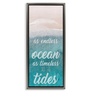 Stupell Industries Timeless As Tides Beach Phrase Floating Frame Canvas Art, Gray, 11" x 25" - 1 of 4