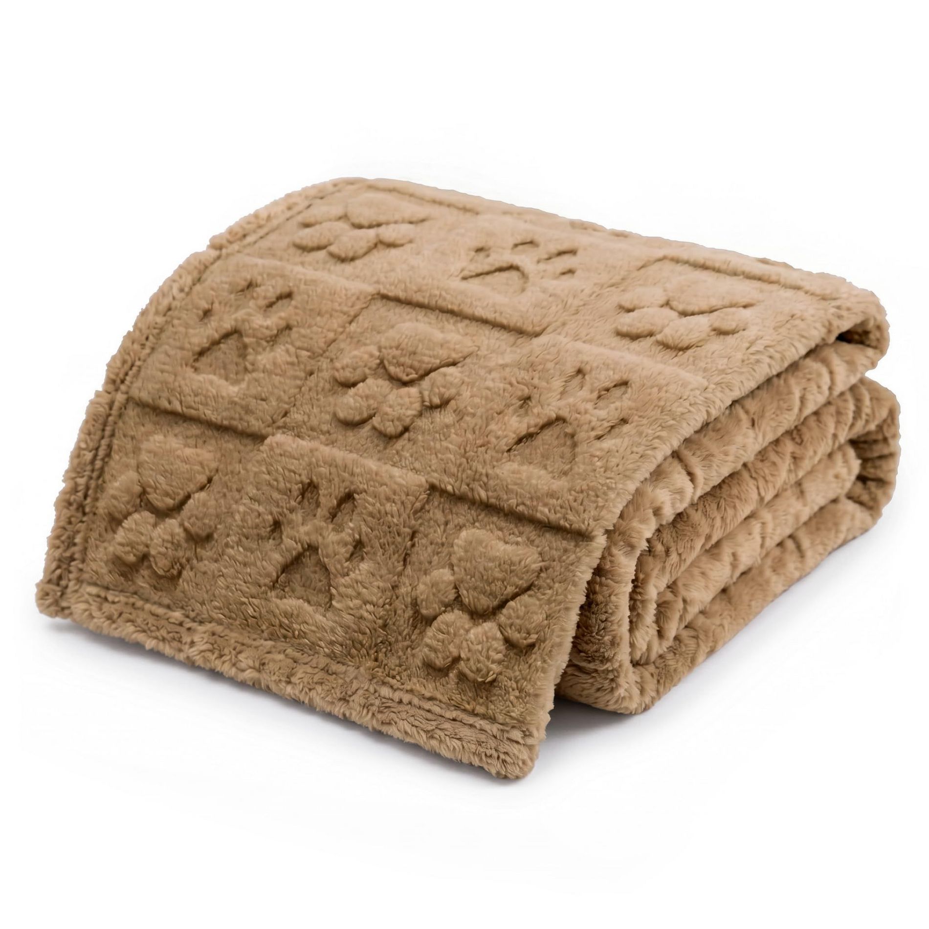 Americanflat 30x40 Jacquard Pet Fleece Throw Blanket - Taupe Paw Print Polyester Fleece