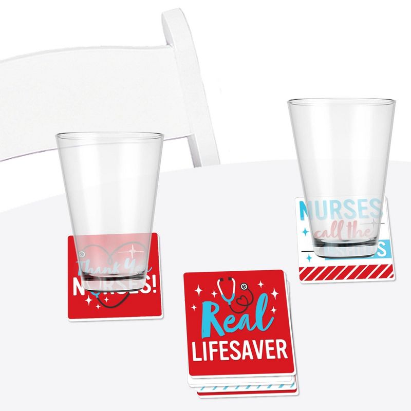 Big Dot of Happiness Thank You Nurses - Funny Nurse Appreciation Week Decorations - Drink Coasters - Set of 6, 3 of 9