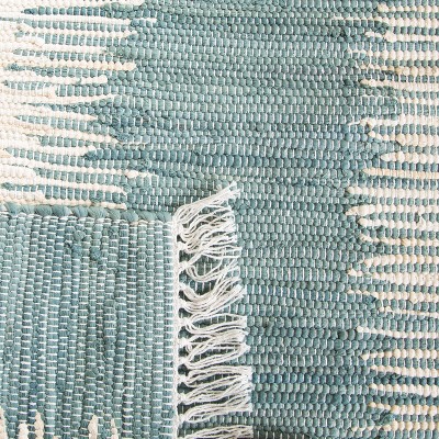 Blue Striped Cotton Flat Woven Reversible Rug, 3' x 5'