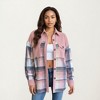 Anna-Kaci Women’s Plaid Button Front Shirt Jacket with Soft Corduroy Contrast Long Sleeves Chest Pocket Detail - 2 of 4