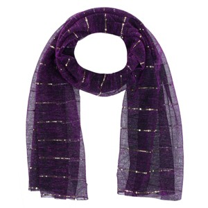 CTM Women's Sheer Sparkling Metallic Stripe Lightweight Scarf - 1 of 4