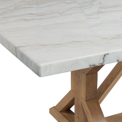 Transitional Beige and Gray Marble Rectangular Dining Table