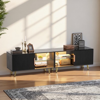 Belord 79" Extendable LED TV Stand for 75¨ to 80" TVs - Modern Entertainment Center, Black