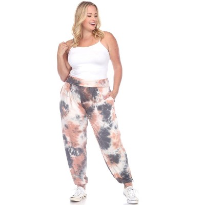 Women's Plus Size Tie Dye Harem Pants - White Mark