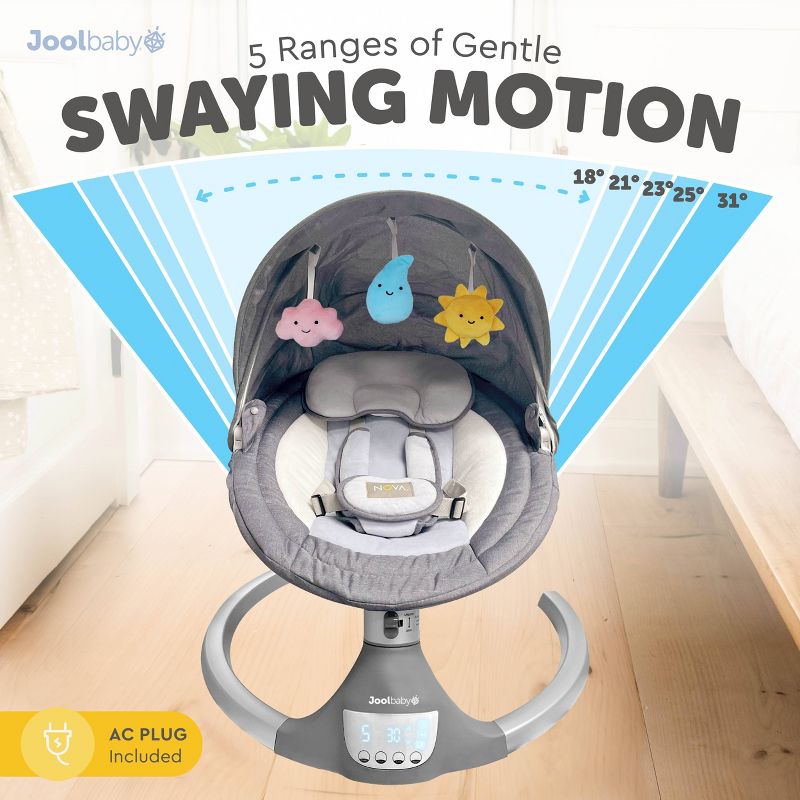 JOOL BABY Nova Motorized Infant Baby Swing - Gray (2024 version), 3 of 8