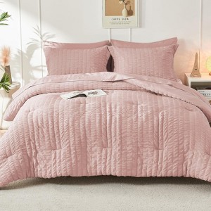 BAGOKIE Seersucker Bed in a Bag 5/7 Pieces Comforter Set for All Season - 1 of 4