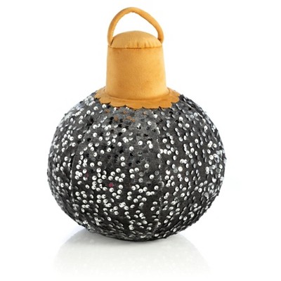 Shiraleah Silver Sparkle Christmas Ornament Bauble Pillow, Small