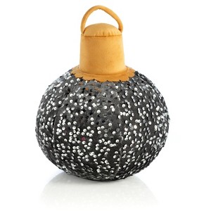 Shiraleah Silver Sparkle Christmas Ornament Bauble Pillow, Small - 1 of 4