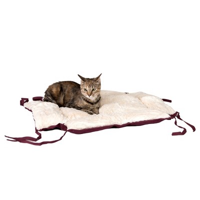 Burgundy and Ivory Waterproof Canvas Pet Bed with Plush Interior