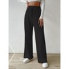 Womens Wide Leg Stretchy Straight Pants Ribbed Textured Slacks Trousers Pull On Lounge Pants Waist Drawstring Yoga Pants - 2 of 4