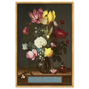 Art Remedy Ambrosius Bosschaert the Elder - Bouquet of Flower in a glass vase Classical vintage floral vase wall art Framed - 1 of 4
