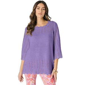 Roaman's Pointelle Pullover Sweater - 1 of 4
