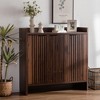 ORRD 5-Tier Shoe Cabinet with Shutter Doors, Large Wooden Organizer with Adjustable Shelves, Dark Walnut - 2 of 4