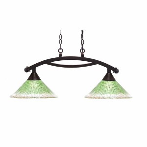 Toltec Lighting Bow 2 - Light Island Pendant Light in  Dark Granite with 12" Kiwi Green Crystal Shade - 1 of 1