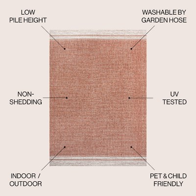 Salmon and Cream Synthetic Reversible Indoor/Outdoor Rug 3x5