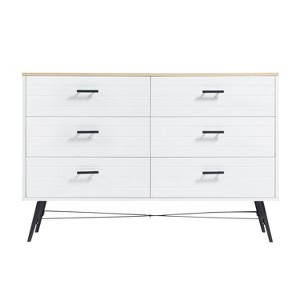 TIRAMISUBEST 6 Drawer Dresser for Bedroom with Deep Drawers, Wood Dressers & Chest of Drawers, Modern White Long Dressers for Closet Living Room - 1 of 4