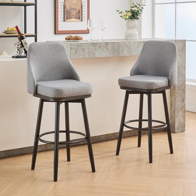 Modern PU Height Bar Stool With Curved  Backrest Set of 2,24"&30" adjustable,With Sturdy Iron Legs,Modern Stool Bar,Height Counter Stool-Cuddlewood