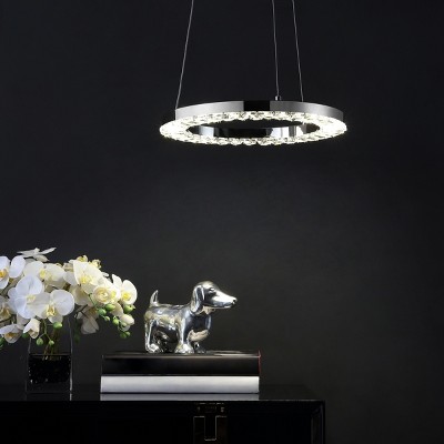 Messon 14" Chrome Crystal LED Pendant Light