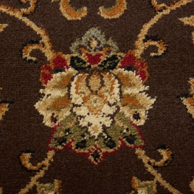 Elati Traditional Ornate Damask Brown/Ivory Area Rug, 5'2"x7'2"