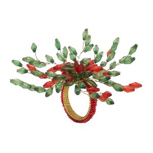 Saro Lifestyle Saro Lifestyle Table Napkin Rings With Beaded Flower Design (Set of 4) - 1 of 4