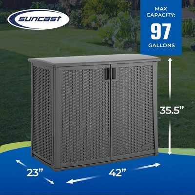 Cool Gray Lockable Wicker Plastic Outdoor 2-Door Cabinet
