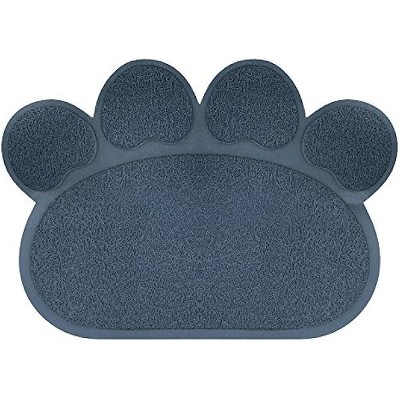 Non Slip Food and Litter Mat for Dogs and Cats- Floor Protecting Paw Shaped Mat for Cat and Dog Bowls