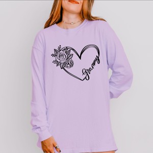 Simply Sage Market Grammy Heart Outline Garment Dyed Long Sleeve - 1 of 3