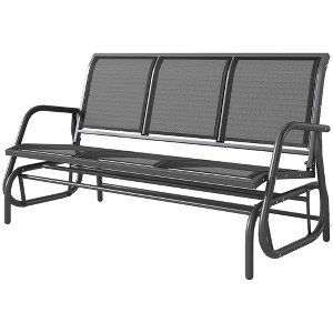 3-Person Outdoor Patio Glider Bench, Porch Glider Swing with 3 Seats, Breathable Mesh Fabric, Metal Frame - 1 of 4