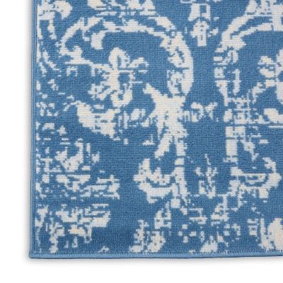 Blue Rectangular 4' x 6' Synthetic Hand-knotted Reversible Rug
