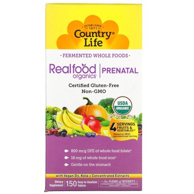 Country Life Realfood Organics, Prenatal, 150 Easy-to-Swallow Tablets
