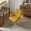 Art Leon Fabric Swivel Accent Office Chairs with Oak Wood Legs - 3 of 4