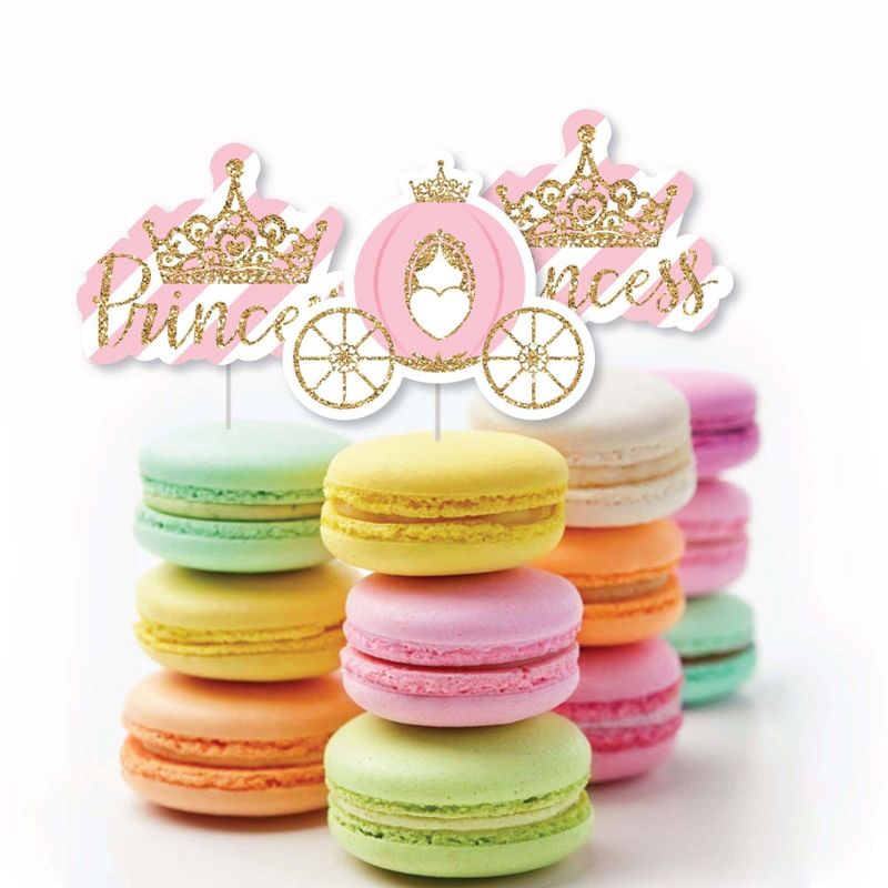 Big Dot of Happiness Little Princess Crown - Dessert Cupcake Toppers - Pink Princess Baby Shower or Birthday Party Clear Treat Picks - Set of 24, 5 of 8