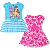 Girl's 2-Pack Disney Princess Belle Believe In You Floral and Stripe Casual Dress Set - Blue/Pink, Size 2T - 2 of 4