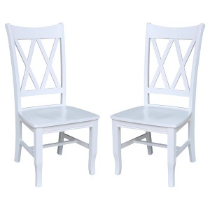 International Concepts Set of 2 Jeremy Double Dining Chairs White: Hardwood Frame, Modern Style, 250lb Capacity - 1 of 4