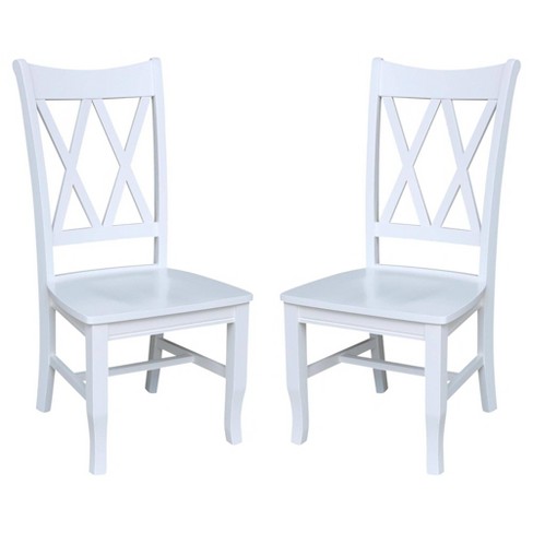 International Concepts Set of 2 Jeremy Double Dining Chairs White: Hardwood Frame, Modern Style, 250lb Capacity - image 1 of 4