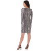 Rekucci Women's Flattering Long Sleeve Crossover Dress – Slimming V-Neck Knee Length - Black/White Bubbly Print , 12 - 3 of 3