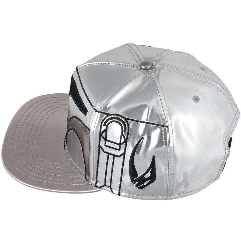 Star Wars The Mandalorian Steel Beskar Helmet Embroidered Snapback Hat Cap Metallic, 2 of 6