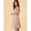 Allegra K Women's Floral Flutter Sleeves V Neck Smocked Ruffle Sundresses - 4 of 4