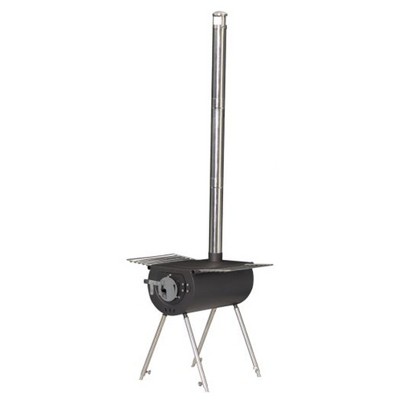 United States Stove Co Caribou Backpacker Lightweight and Portable 14 Inch  Camp Stove with 6 Foot Chimney Pipe, Legs, and Racks for Indirect Heating